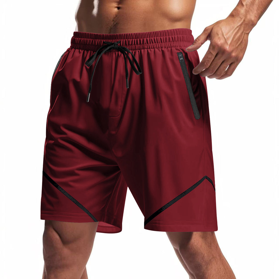 Men's breathable training shorts with zippered pockets and elastic drawstring waistband StylebySassy