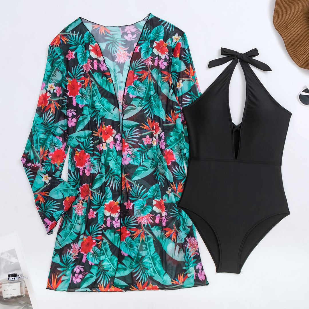 Women's beach cover-up with floral pattern and body StylebySassy