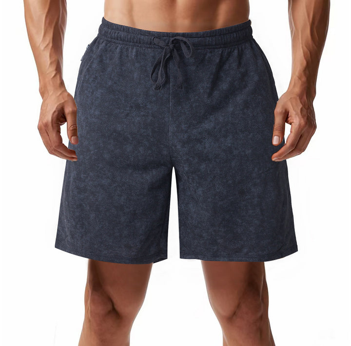 Men's lightly fitted terry shorts with elastic waistband, drawstring and side pockets StylebySassy