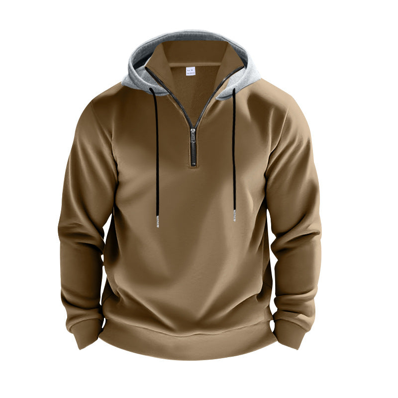 Men's hoodie with short zipper, double-layer hood and drawstring StylebySassy