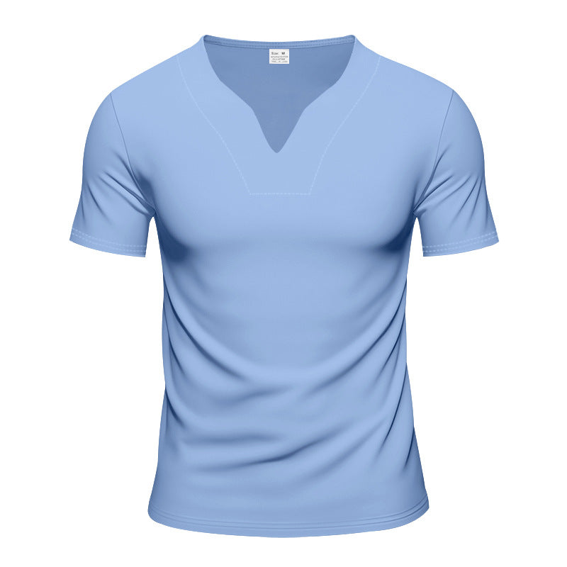 Men's V-neck sports shirt with ergonomic design seams and elastic jersey StylebySassy