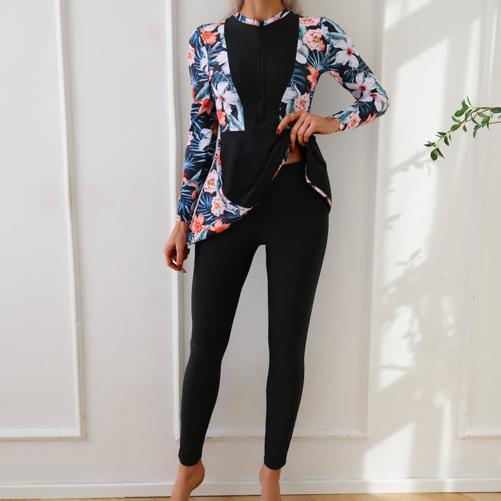 Ladies Sporty Long Sleeve Swimsuit with Elegant Tunic Look StylebySassy