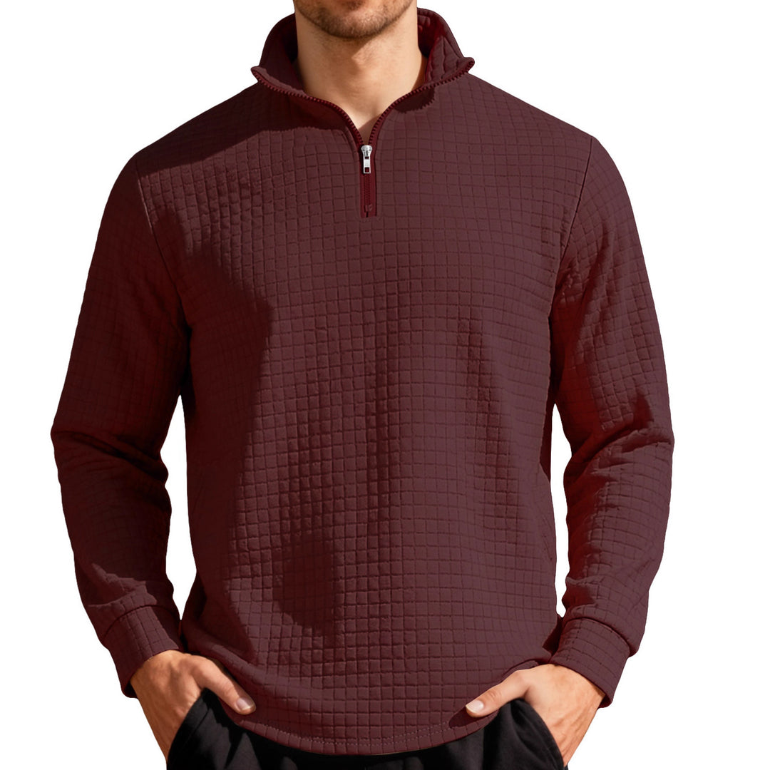 Men's Nano Square Structured Comfort Half Zip Sweater with Stand Collar and Light Padding StylebySassy
