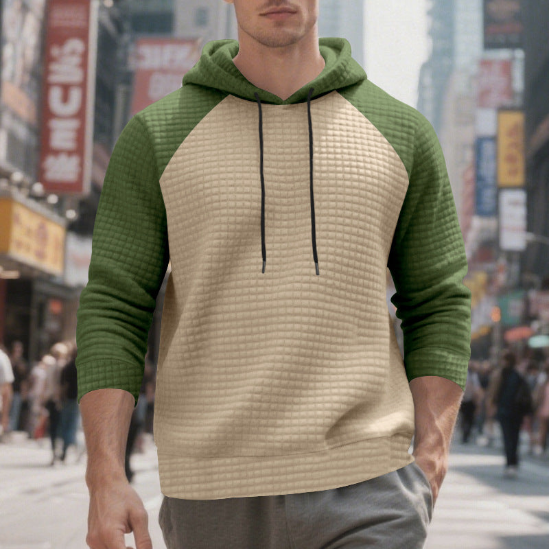 Men's quilted hoodie with raglan sleeves and drawstring StylebySassy