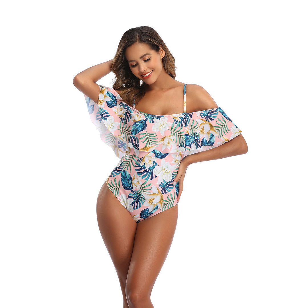Women's One-Piece Swimsuit with Ruffle Details and Floral Pattern StylebySassy
