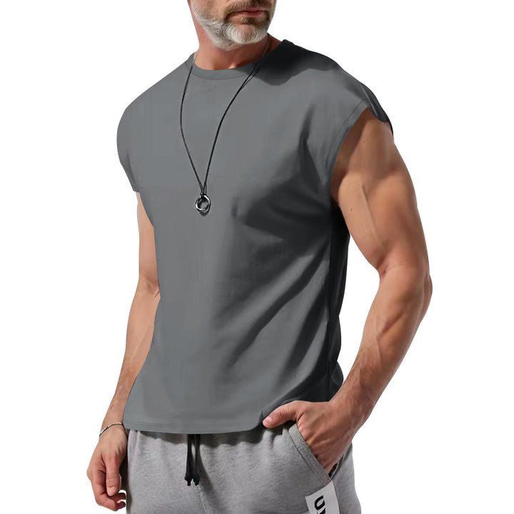 Men's cropped athletic tank top with wide arm openings and round neckline StylebySassy