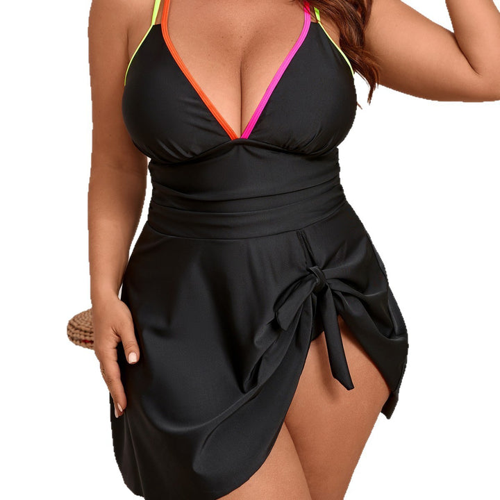 Ladies wrap swimsuit with fashionable color contrast StylebySassy