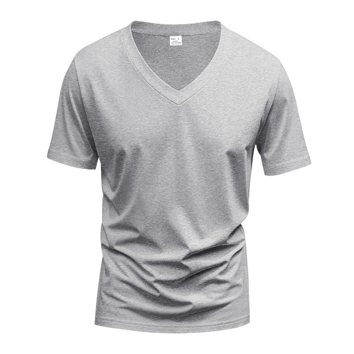 Men's V-Neck T-Shirt made of breathable cotton blend with modern cut StylebySassy