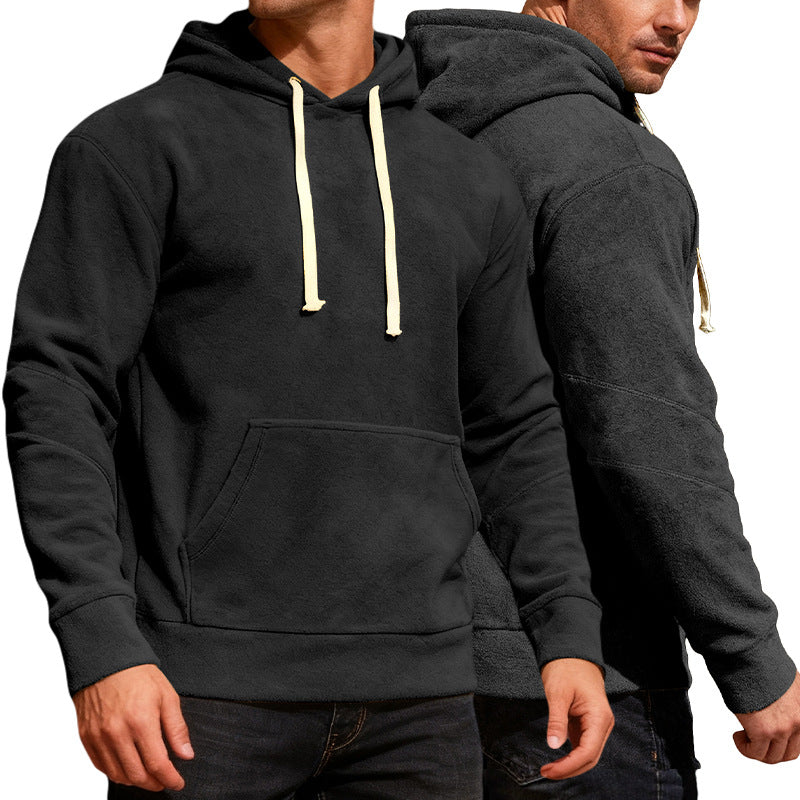 Men's nan velvety hoodie with seam details, kangaroo pocket and contrast cord StylebySassy
