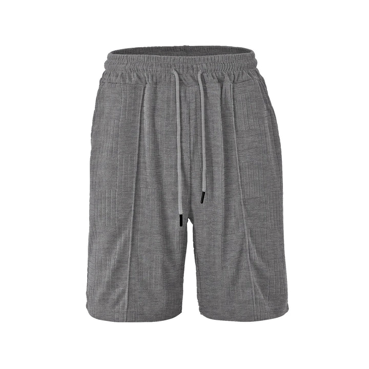 Men's structured terry Bermuda shorts with elastic drawstring waistband and inset pockets StylebySassy