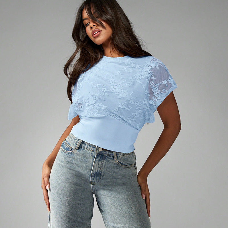 Women Elegant structured top with lace details StylebySassy