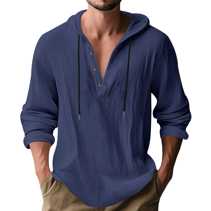 Men's casual hoodie with button placket and slim fit StylebySassy