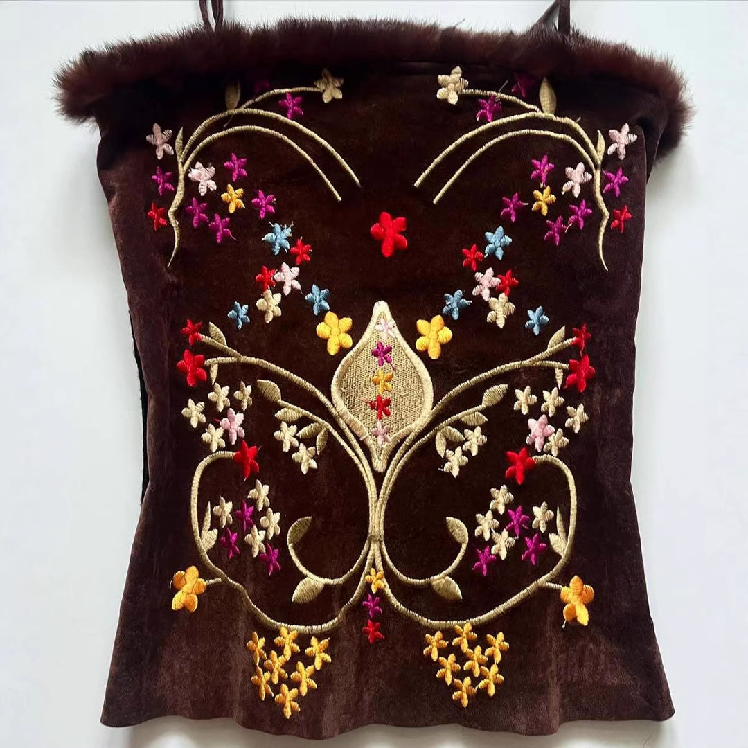 Ladies Velvet Blouse Top with Floral Embroidery StylebySassy