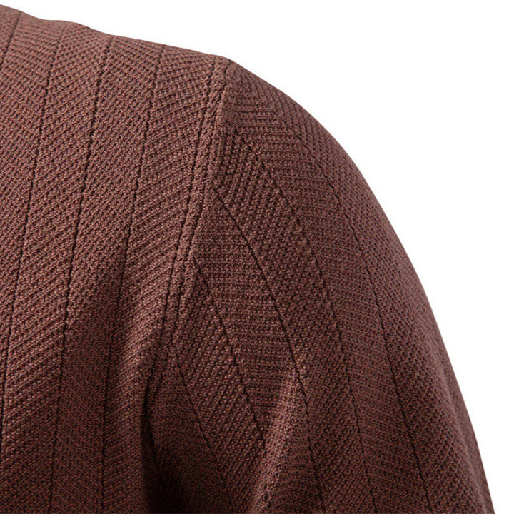 Men's short sleeve knitted cardigan with lapel collar and fine textured knit StylebySassy