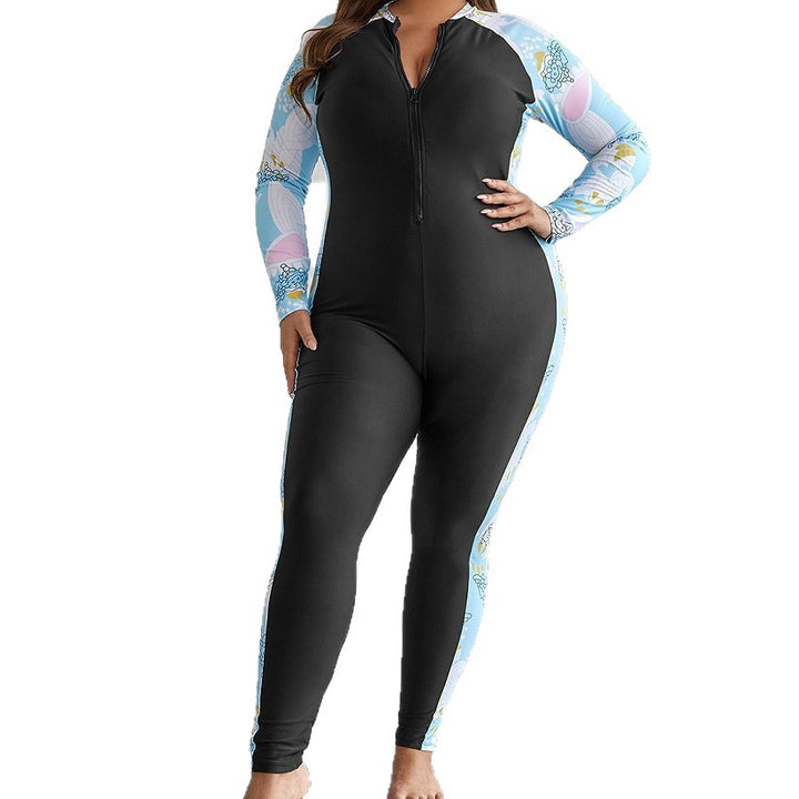 Women's Long Sleeve Swimsuit with High Collar and Zipper StylebySassy