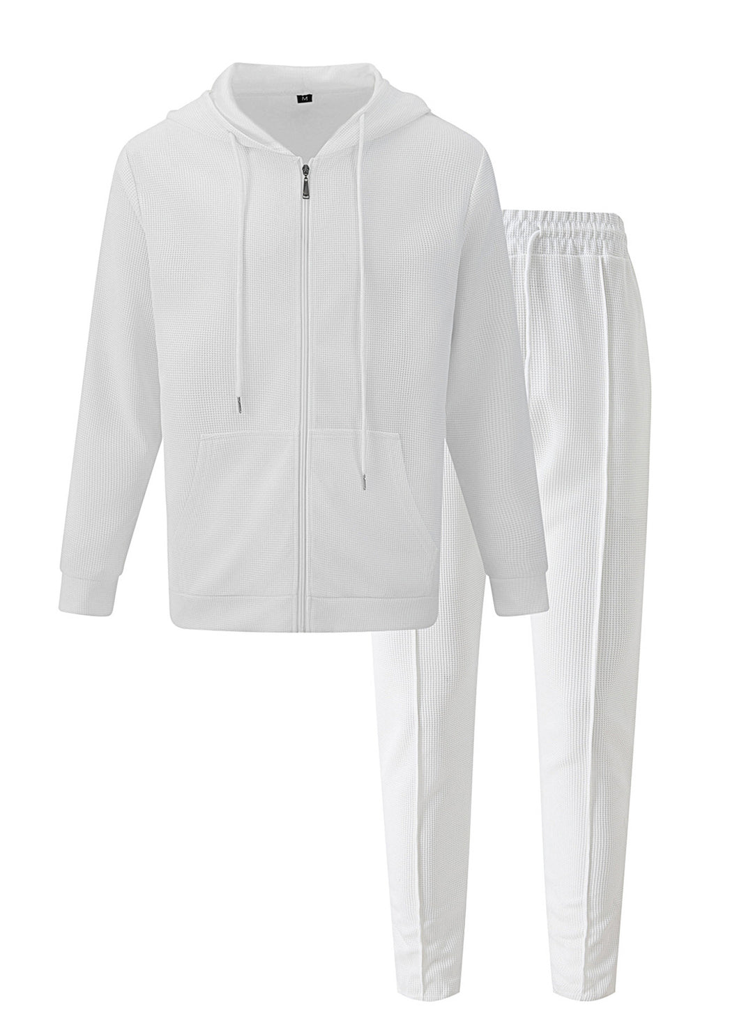 Men's waffle texture tracksuit with hooded zip jacket and tapered jogging pants StylebySassy