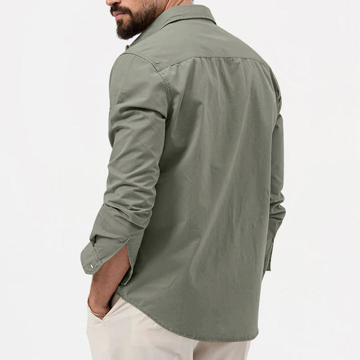 Men's nan legeres cotton twill shirt with patch breast pockets and kent collar StylebySassy