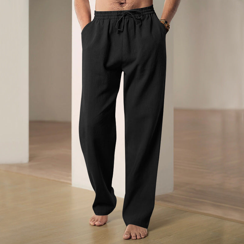 Men's casual linen-cotton pants with elastic waistband and drawstring StylebySassy