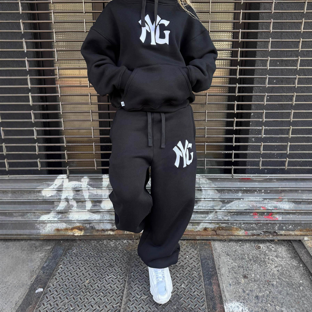 Unisex oversized hooded sweatshirt jacket with two-way zipper and logo application StylebySassy