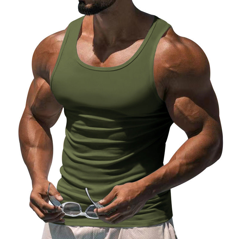 Men's figure-hugging functional tank top with high armholes and stretch jersey StylebySassy