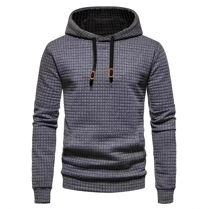 Men's quilted hoodie with rectangular quilting, drawstring and ribbed cuffs StylebySassy