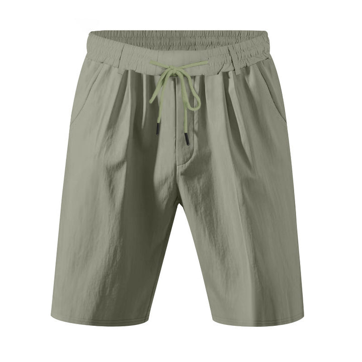 Men's knee-length lightweight functional shorts with elastic waistband, drawstring, and deep side pockets StylebySassy