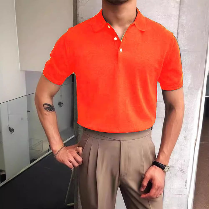 Men's nano Premium fine knit polo shirt with open shirt collar and subtle button placket StylebySassy
