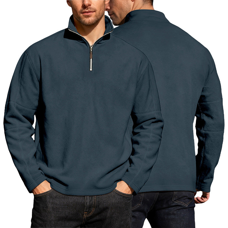 Men's lightweight microfleece performance pullover with short zipper raglan sleeves and shaping seams StylebySassy