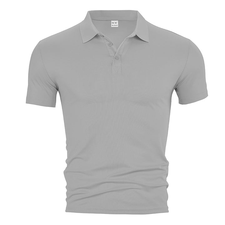 Men's fitted short-sleeve polo shirt made of stretchy jersey with shirt collar and short button placket StylebySassy