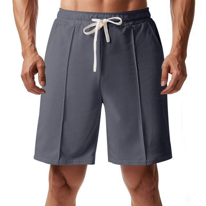 Men's knee-length relaxed Bermuda shorts with flat crease, elastic drawstring waistband and side pockets StylebySassy