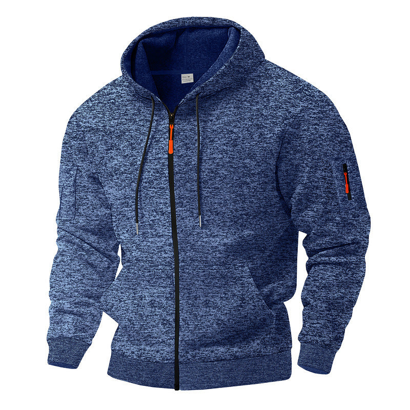 Men's casual hoodie jacket with full zipper and arm pocket StylebySassy
