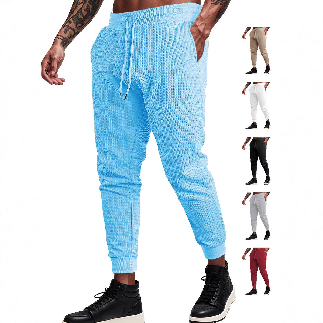 Men's fine-structured jersey lounge pants tapered cut with drawstring waistband and ribbed leg openings StylebySassy