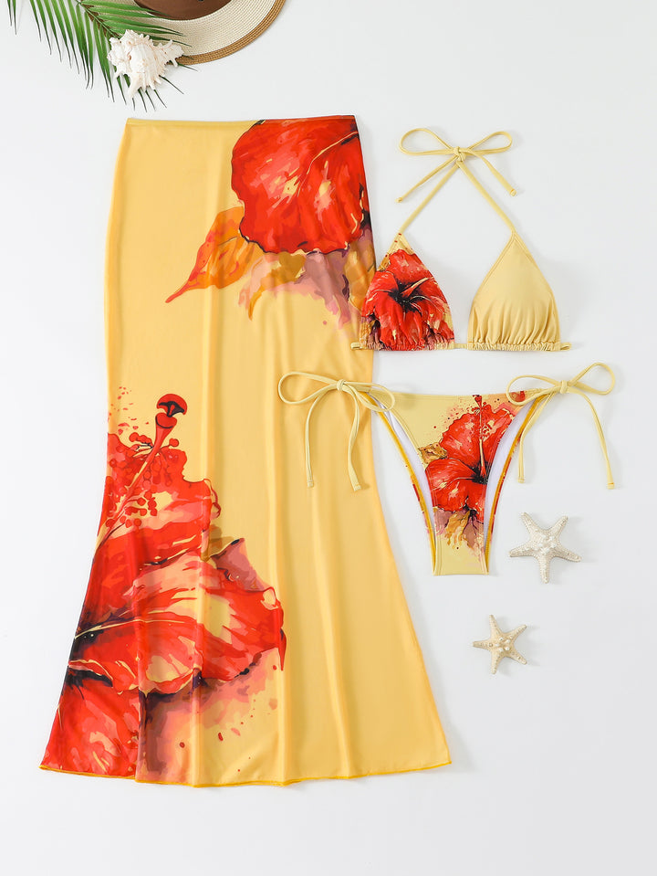 Women's Beach Dress with Blooming Bikini Set StylebySassy