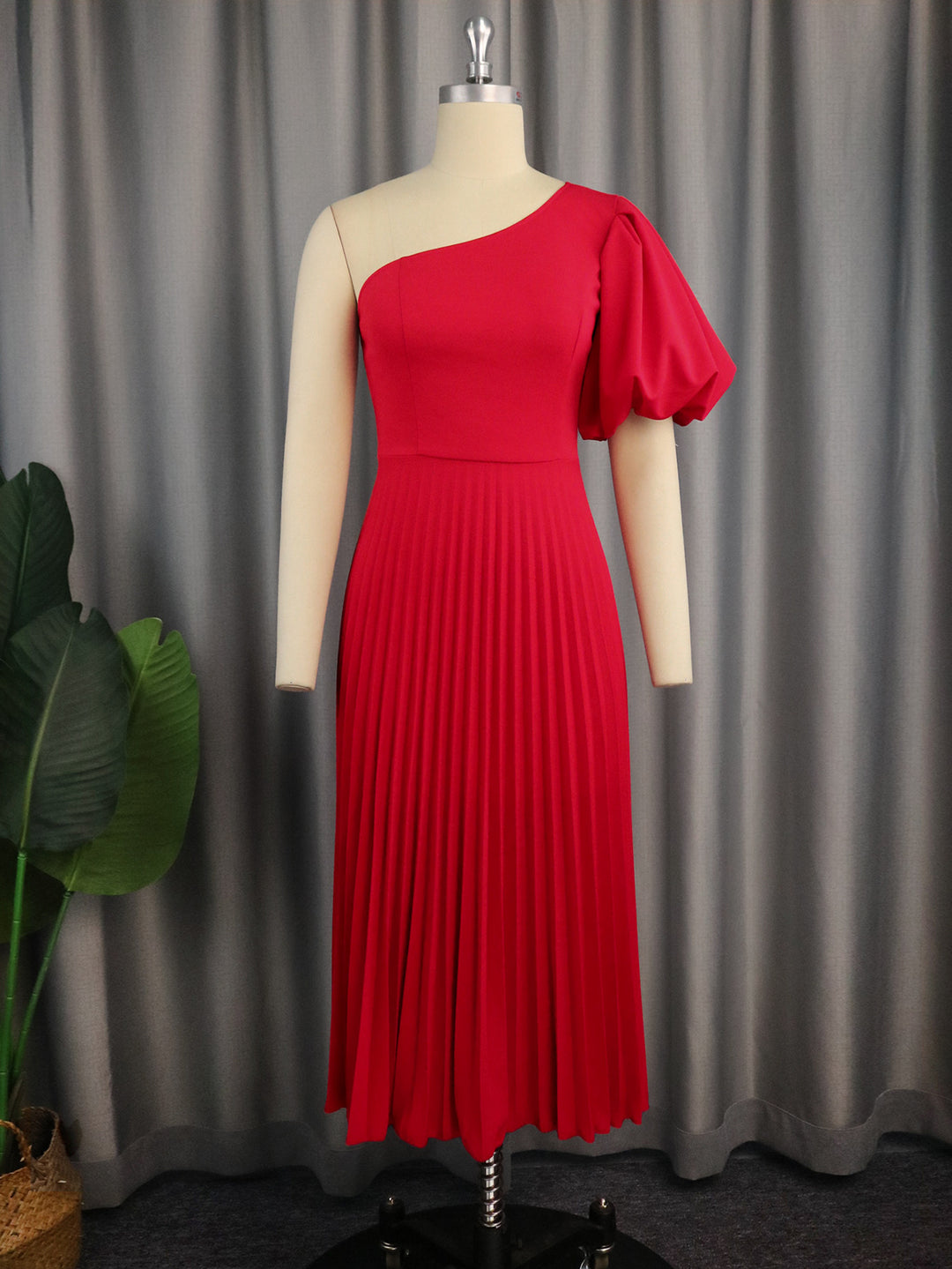 Women One-Sided Maxi Dress with Pleat Details StylebySassy