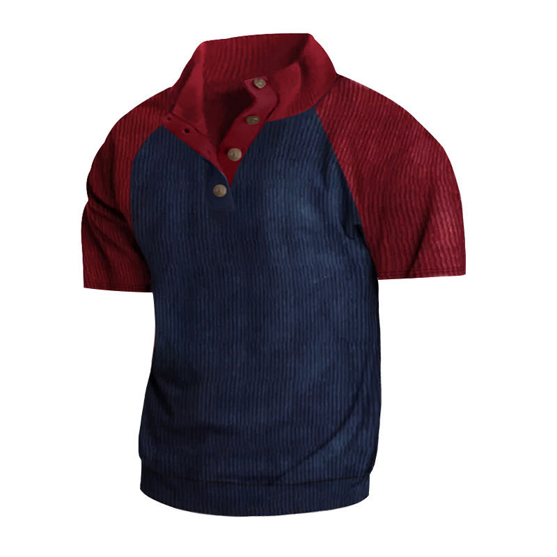 Men's layered look top with velour bib and short-sleeved cotton insert StylebySassy