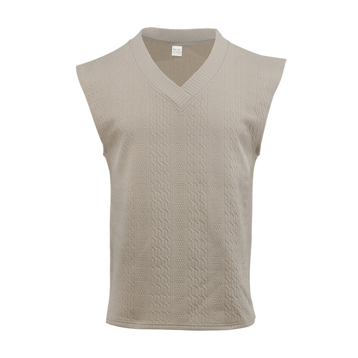 Men's knitted vest with V-neck and cable pattern StylebySassy