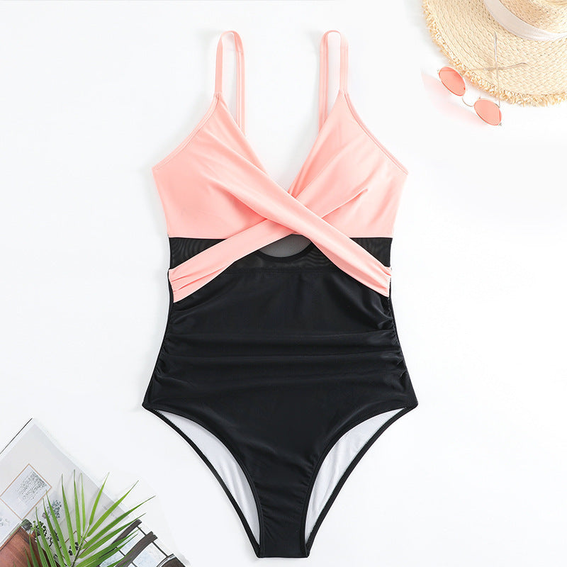 Women's one-piece swimsuit with modern wrap detail StylebySassy