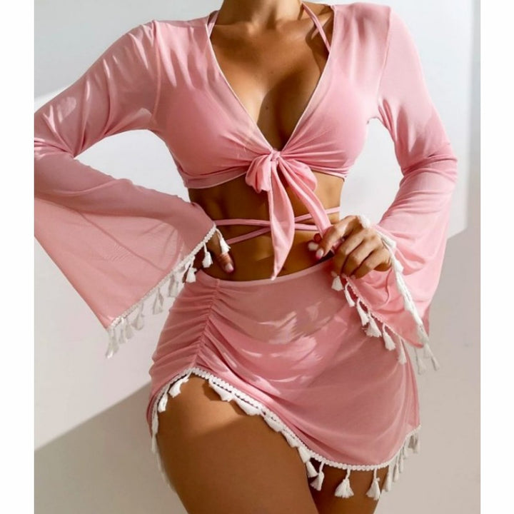Women's beach outfit with elegant lacing details StylebySassy
