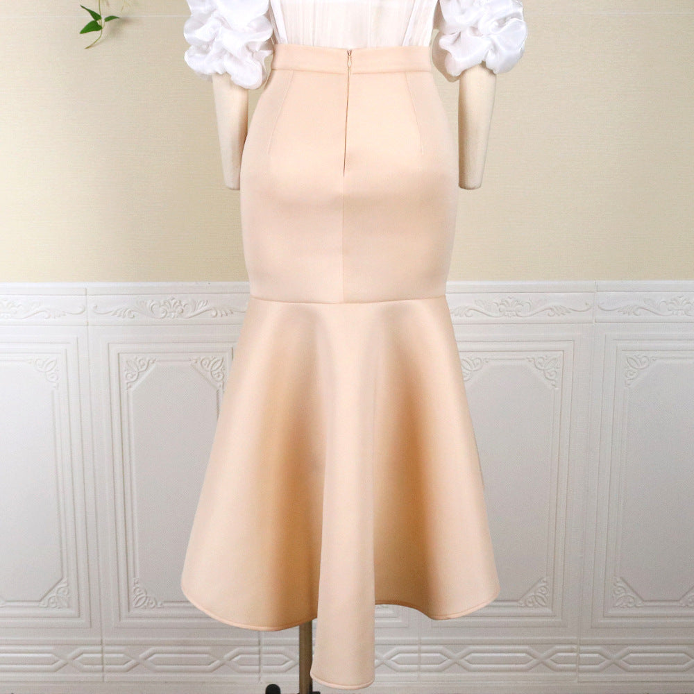 Women's elegant pencil skirt with ruffle trim StylebySassy