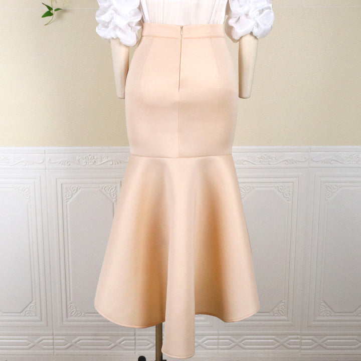 Women's elegant pencil skirt with ruffle trim StylebySassy