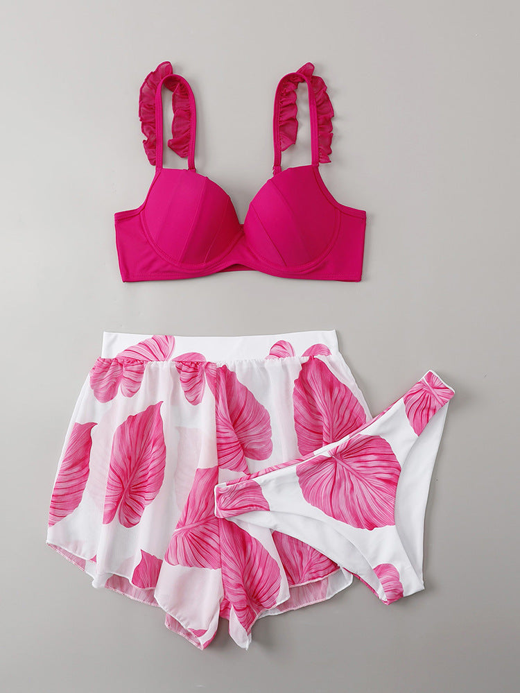 Women's bikini set with fringed shimmering top and airy skirt StylebySassy