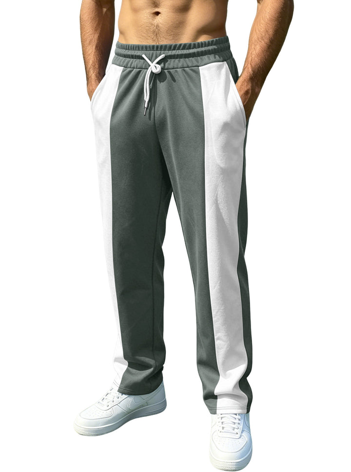 Men's straight-cut training pants with contrast side inserts, elastic drawstring waistband, and side pockets StylebySassy