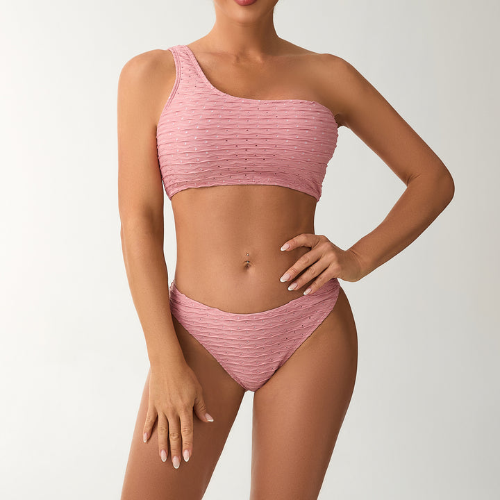 Women's One-Sided Bandeau Bikini with Textured Surface StylebySassy