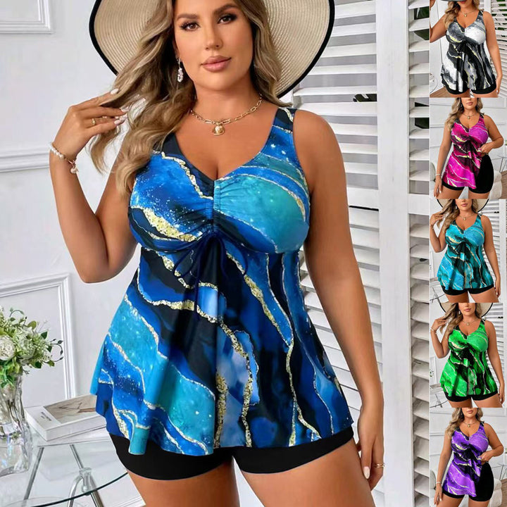 Ladies Tankini Top with Side Tie and Fashionable Pattern StylebySassy