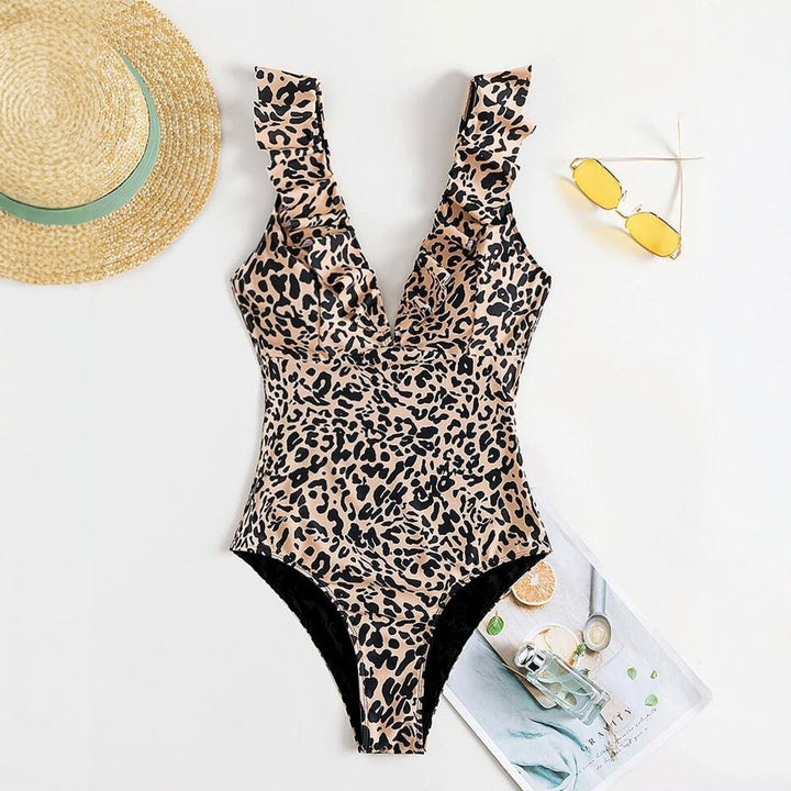 Women's Refined Jumpsuit with Leopard Print and Ruffle Details StylebySassy