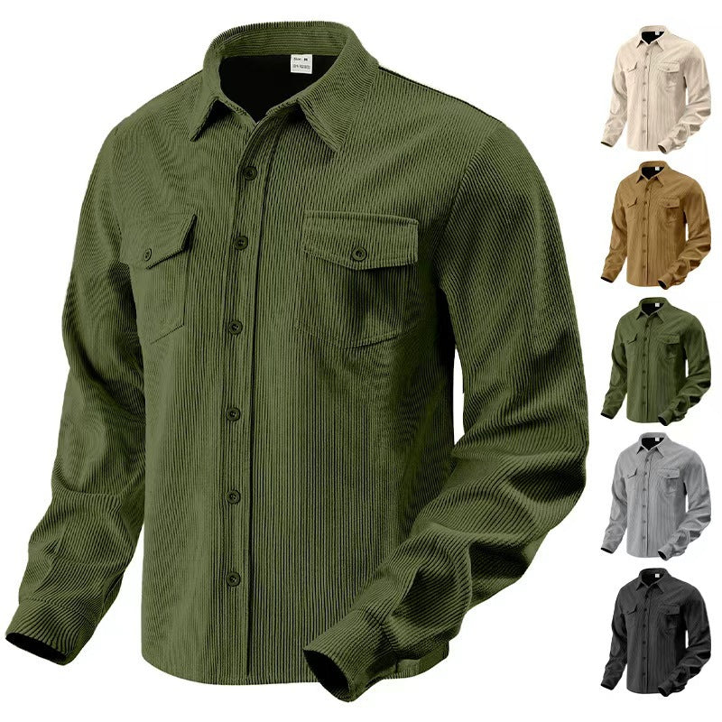 Men's cord jacket in the classic work jacket style with snap buttons and chest pockets StylebySassy