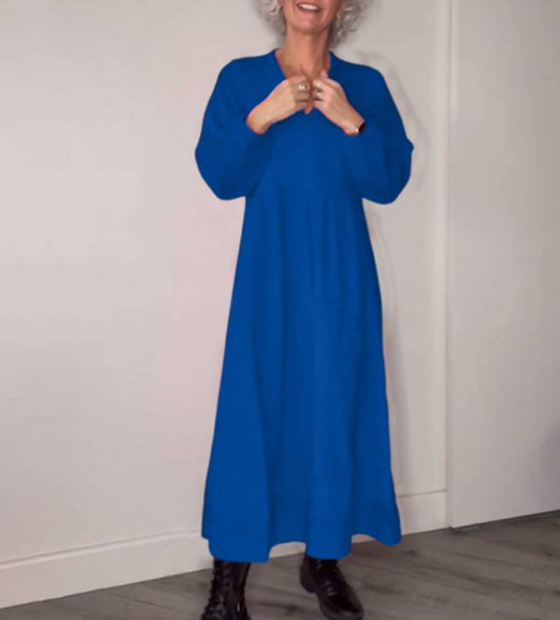 Women's ankle-length jersey dress with empire seam and balloon sleeves StylebySassy