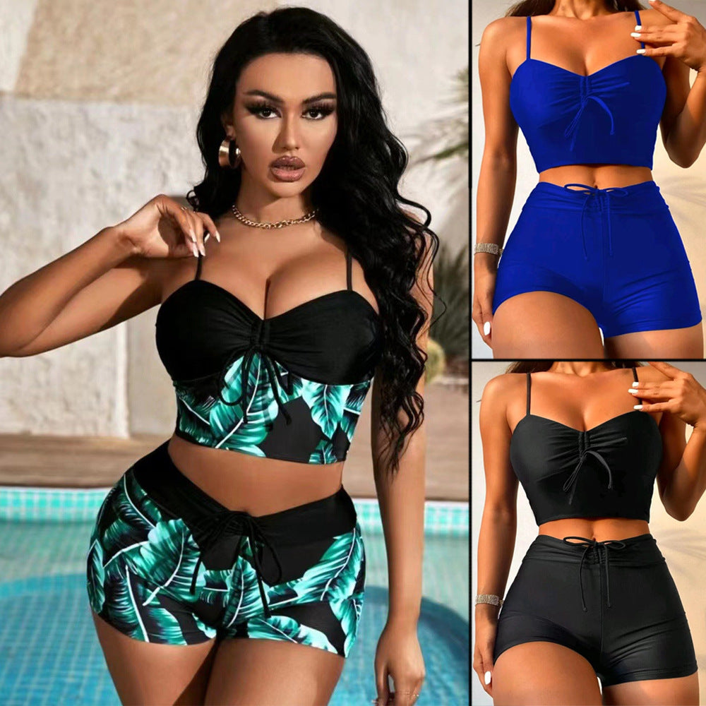 Women's Sporty Bikini Set with Crop Top and Shorts StylebySassy