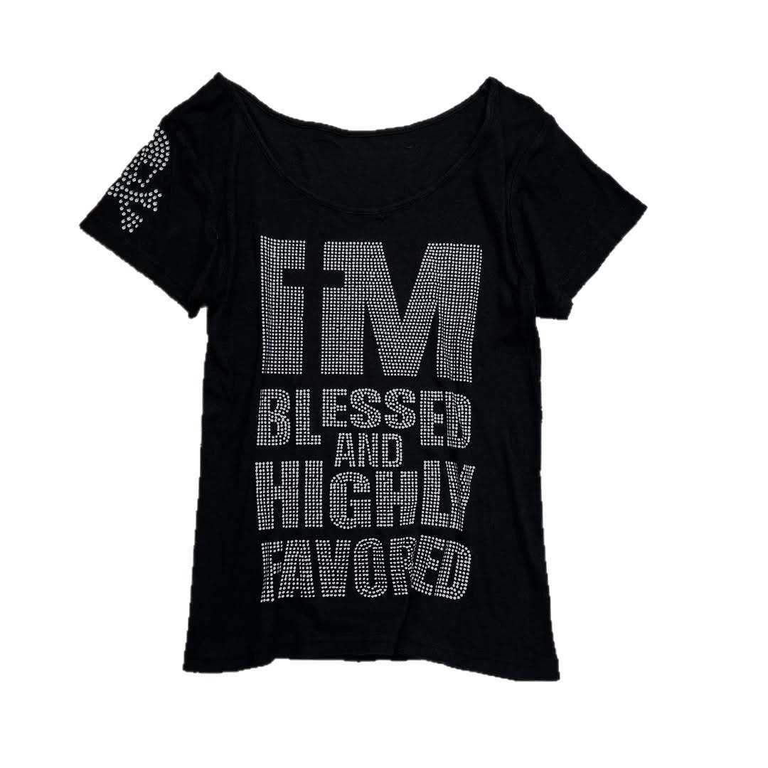 Women's Trendy T-Shirt with Sparkling Rhinestone Details StylebySassy