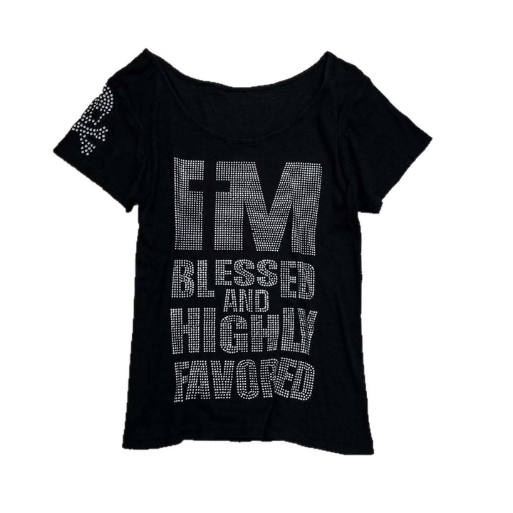 Women's Trendy T-Shirt with Sparkling Rhinestone Details StylebySassy